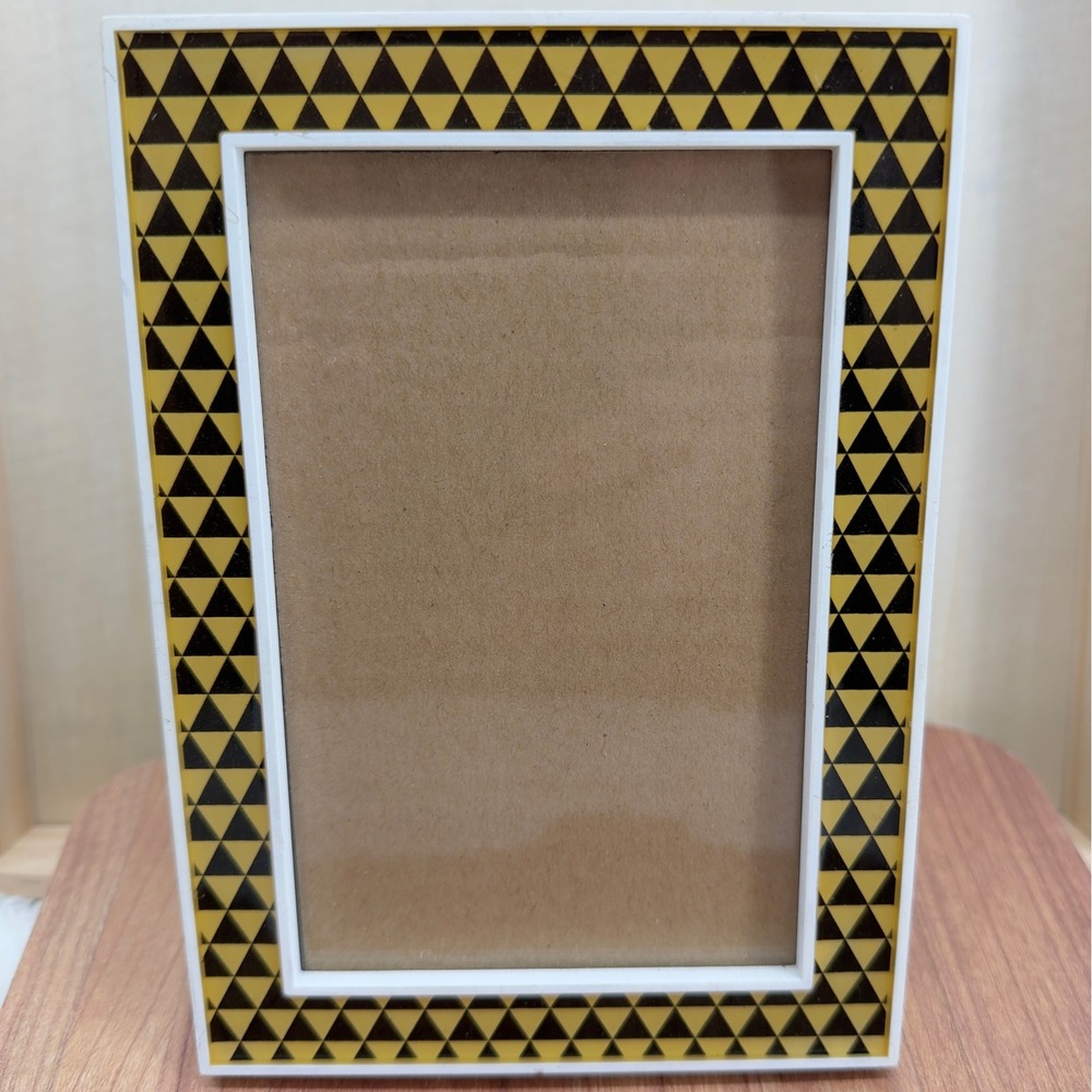 Kmart Idina 4x6 Picture Frame Black Gold Geometric Triangle Pattern Modern